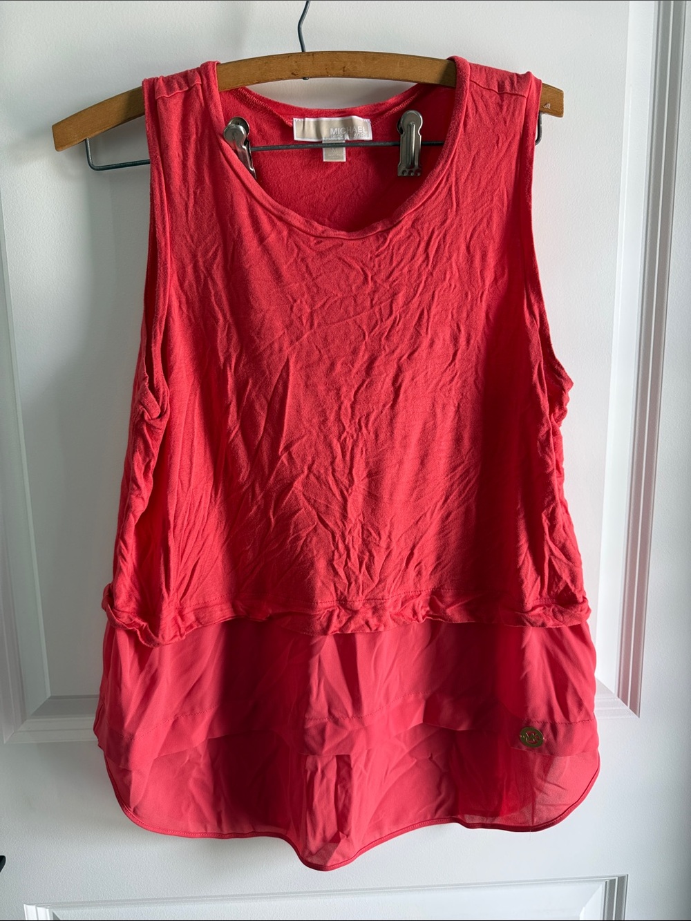 Michael Kors - Women's Faux Layered Peach Sleeveless Top